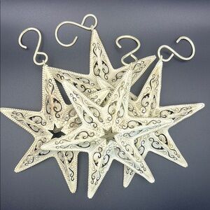 Set of Four Elegant Cream Star Ornaments